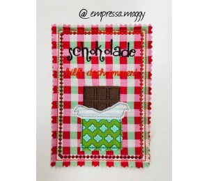 Stickdatei ITH - Postkarte Schokolade hilft immer